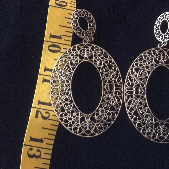 Oval Metal Earrings-Large - Picture 6 of 7